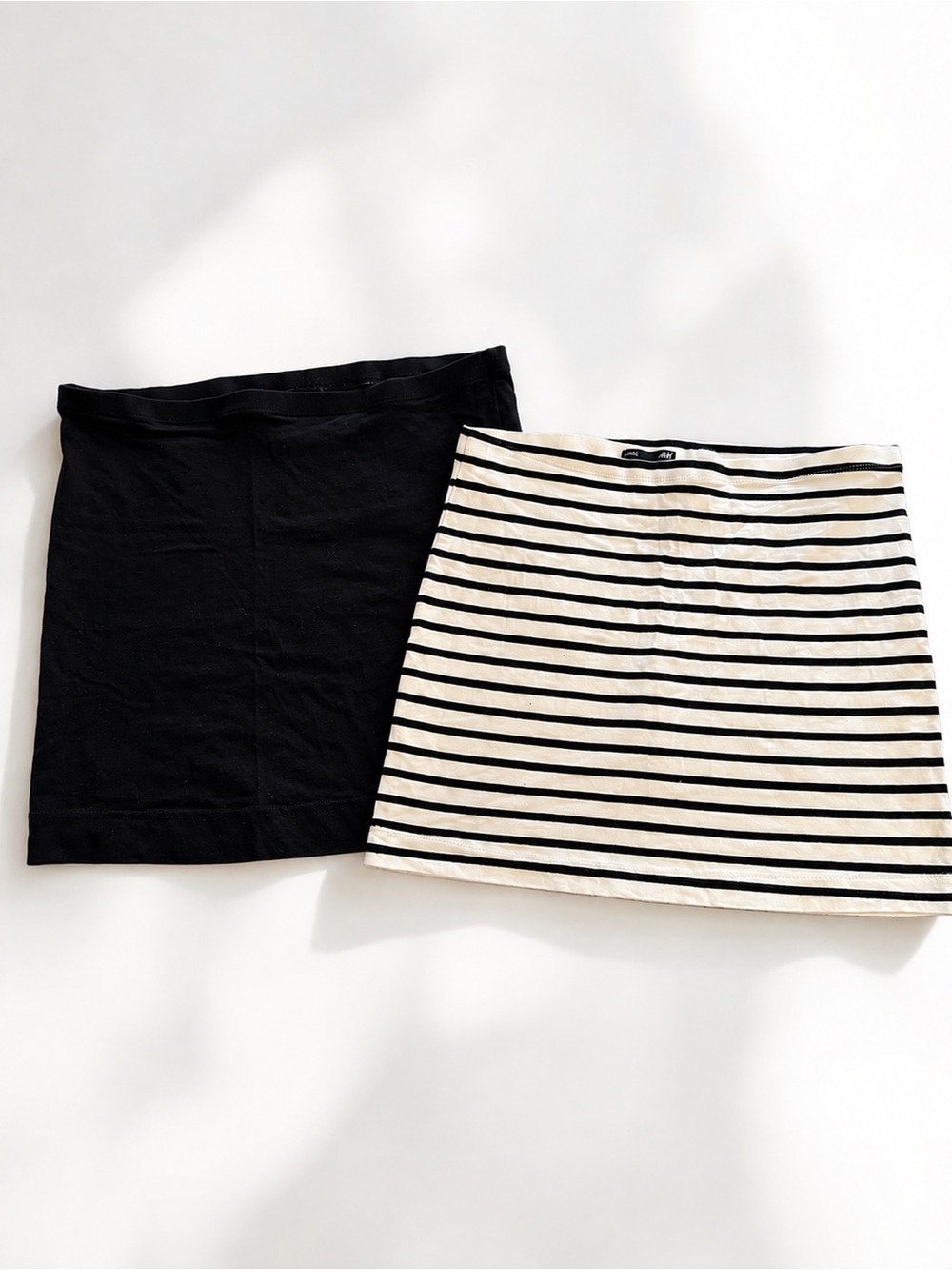 H&M Basic Black & Striped Mini Skirt Bundle Duo Size Medium